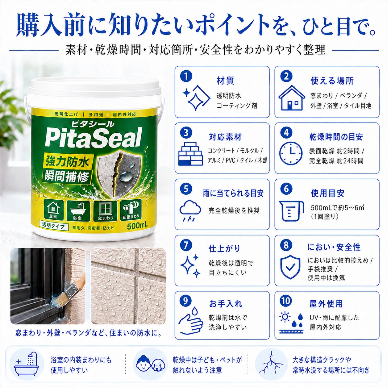 PitaSeal｜雨漏り・湿気から守る透明防水シール